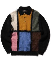 Beams Plus - Knit Polo Shaggy Sweater Black - Lyst