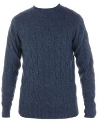 FILIPPO DE LAURENTIIS - Marled Blue Wool & Cashmere Cable Knit Sweater Gc3ml 880 - Lyst
