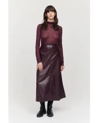 Jakke - Molly Midi Faux Leather Skirt Burgundy S - Lyst