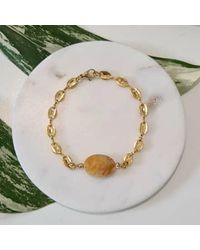 Golden Ivy - Gia Steel Bracelet Beige Quartz - Lyst