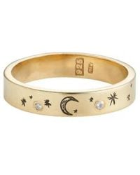 Posh Totty Designs - Moon & Starburst Plated Diamond Ring Sterling Silver - Lyst