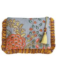 Powell Craft - Block Printed Coral Exotic Bouquet Quilted Make Up Bag Cotton - Lyst