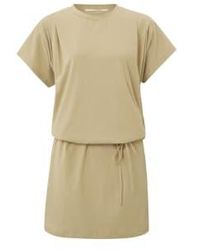 Yaya - Safari Dress With Round Neck Short Sleeves And Waist Belt - Lyst