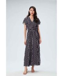 Diane von Furstenberg - Bleuet V Neck Shibori Dot Print Maxi Dress L - Lyst