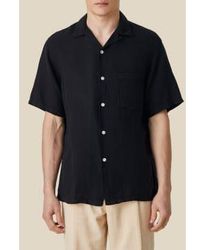 Portuguese Flannel - Camisa cuello campamento lino negro - Lyst