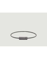Le Gramme Schwarzes und silbernes Kabelarmband 7 Gramm - Weiß