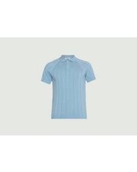 Knowledge Cotton - Regelmäßige Kurzärärmel-Streifen-Strick-Polo-Hemd - Lyst