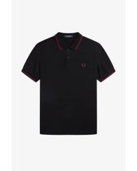Fred Perry - Slim Fit Twin Tipped Polo Tawny Port Tawny Port - Lyst
