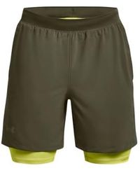 Under Armour - Pantaloncini Launch Run 2-in-1 Uomo Green/lime Yellow/reflective - Lyst