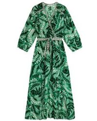 Suncoo - Robe cabaret en v-neck en imprimé vert - Lyst