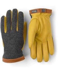 Hestra - Deerskin Tricot Gloves Charcoal Natural Yellow - Lyst