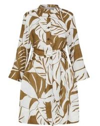 Marella - Olive Leaves Print Shirt Dress 12 - Lyst