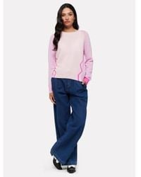 Brodie Cashmere - Ivy Sweater With Side Wave In Pinks And Lilacs Small - Lyst