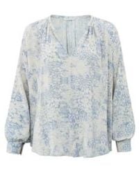 Yaya - Blouse With V Neck And Long Balloon Sleeves Or Wind Chime Dessin - Lyst