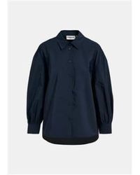 Essentiel Antwerp - Febiba Taffata Woven Puff Sleeve Shirt Navy Xs - Lyst