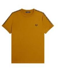 Fred Perry - Taped Ringer T-shirt Dark Caramel / Shaded Stone M - Lyst