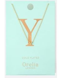 Orelia - /silver Plated Initial Necklace Y Brass - Lyst