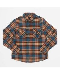 Brixton - Bowery Flannel Check Shirt In Orange And Brown - Lyst