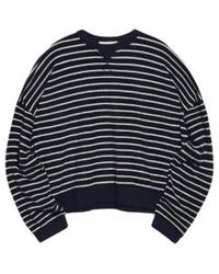YMC - Almost Grown Sweatshirt Navy/ecru S - Lyst