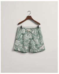 GANT - Classic Fit Tropical Leaves Print Swim Shorts In Kalamata 922316004 362 - Lyst