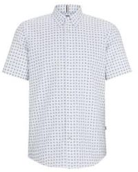 BOSS - Boss-s-roan-ken slim fit short sleeve shirt in weiß mit ganzem druck 50513394 100 - Lyst