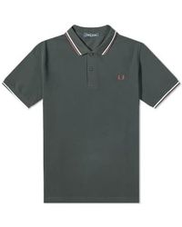 Fred Perry - Slim fit twin tipped polo night / ecru / oxblood - Lyst