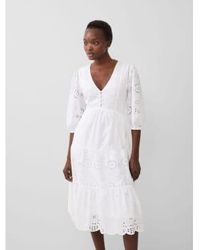 French Connection - Broderie Anglaise Dress-linen -71wdy Uk 10 - Lyst