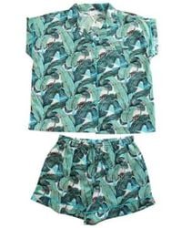 Powell Craft - Leaf Short Pyjama Set With Piping S/m - Lyst