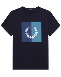 Fred Perry - Laurel Wreath Graphic Tee Navy S - Lyst