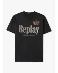 Replay - T-shirt graphique dur en noir - Lyst