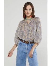 Ottod'Ame - Cotton Printed Shirt With Balloon Sleeve 42 - Lyst