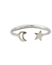 Posh Totty Designs - Sterling Moon & Star Open Ring Sterling - Lyst