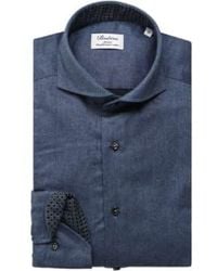 Stenströms - Camisa informal franela lujo azul con adornos contraste - Lyst