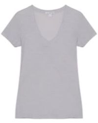 James Perse - Baumwoll Shirt V Ausschnitt Kurzarm 1 - Lyst