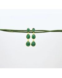 Schmuckoo - 18k Plated Sterling Silver Triple Drop Earrings Green Sillimanite - Lyst