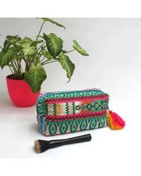 House of Disaster - Embellished Green Jacquard Cosmetic Pouch Bag Cotton - Lyst