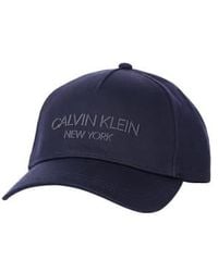 Calvin Klein - Marineblaue Kappe mit erhöhtem Text - Lyst