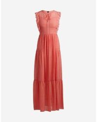BOSS - Dacrina détail volant texturé robe maxi col: pink, taille: 1 - Lyst