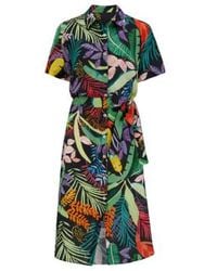 120% Lino - Short Sleeve Printed Dress In Jungle 12 - Lyst
