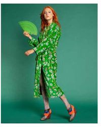 Les Touristes - Robe chambre en velours luxe, vert fleur - Lyst