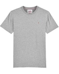 Tommy Hilfiger - Camiseta gris jaspeado con banra nueva tommy jeans - Lyst