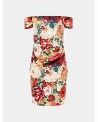Guess - Off Shoulder Camila Dress Or Peony Animal - Lyst
