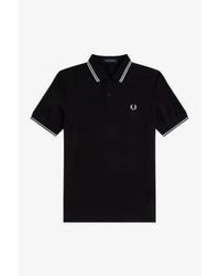 Fred Perry - Slim fit twin tipped polo schwarzes porzellan porzellan - Lyst