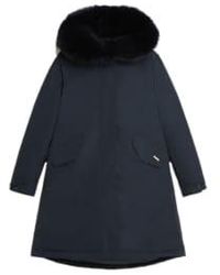 Woolrich - Keystone Long Parka With Cashmere Fur Midnight S - Lyst