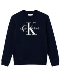 Calvin Klein Sweat ras du cou bleu marine Iconic Monogram