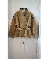 Suncoo - Emmy Camel Safari Style Padded Quilted Kimono Jacket Coat Shacket 14 - Lyst