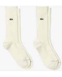 Lacoste - Blanco pack de 2 pares de calcetines acanalados lisos unisex - Lyst