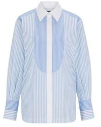 BOSS - Betallina stripe rippes fronthemd größe: 10, col: blau/weiß - Lyst