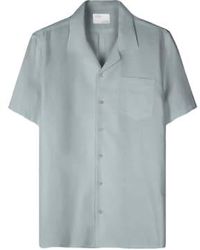 COLORFUL STANDARD - Camisa manga corta lino azul acero - Lyst