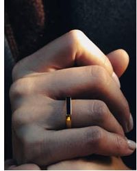 Nordic Muse - Flat Black Stone Signet Ring, Waterproof Stainless Steel - Lyst